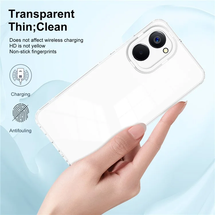 Для Realme 10 4G Ударопрочный 3-в-1 прозрачный чехол для телефона TPU Backplate + PC Frame + PC Camera Ring Phone Hybrid Case - Белый