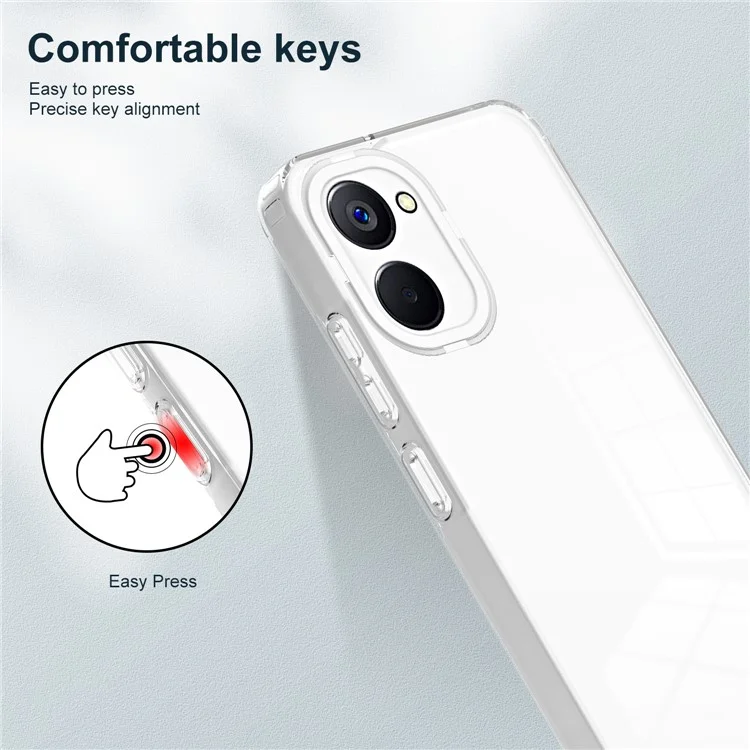 Для Realme 10 4G Ударопрочный 3-в-1 прозрачный чехол для телефона TPU Backplate + PC Frame + PC Camera Ring Phone Hybrid Case - Белый