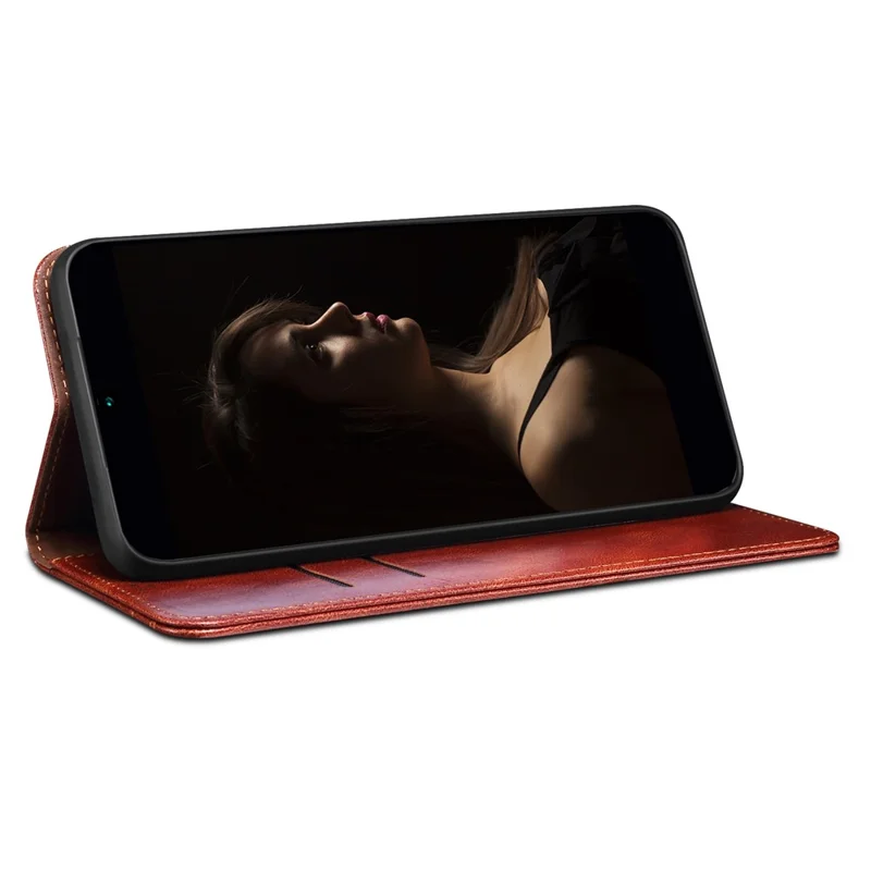 Magnetisches Autogefangenes Telefon-Gehäuse für Xiaomi Poco F5 Pro 5G / Redmi K60 Pro 5G / K60 5G Wachsige Crazy Horse Textur Stehen Geldbörse Schützende PU-Leder-Folio-Klapp-Handyhülle - Braun