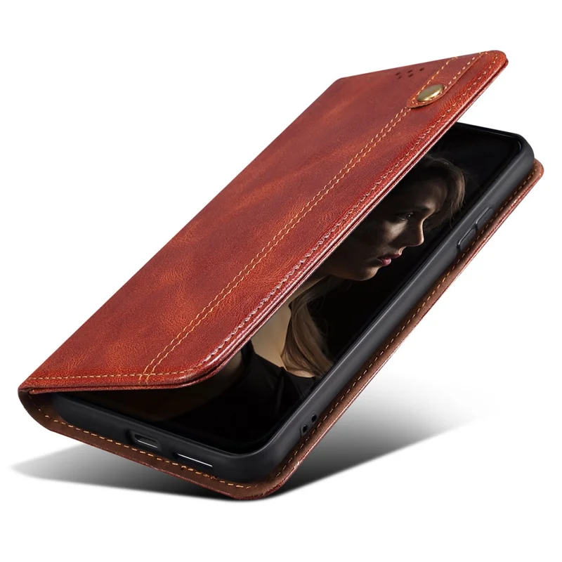 Magnetisches Autogefangenes Telefon-Gehäuse für Xiaomi Poco F5 Pro 5G / Redmi K60 Pro 5G / K60 5G Wachsige Crazy Horse Textur Stehen Geldbörse Schützende PU-Leder-Folio-Klapp-Handyhülle - Braun