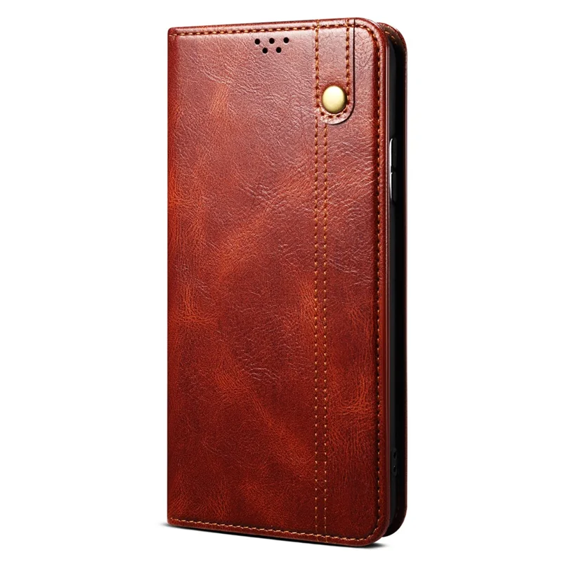 Magnetisches Autogefangenes Telefon-Gehäuse für Xiaomi Poco F5 Pro 5G / Redmi K60 Pro 5G / K60 5G Wachsige Crazy Horse Textur Stehen Geldbörse Schützende PU-Leder-Folio-Klapp-Handyhülle - Braun
