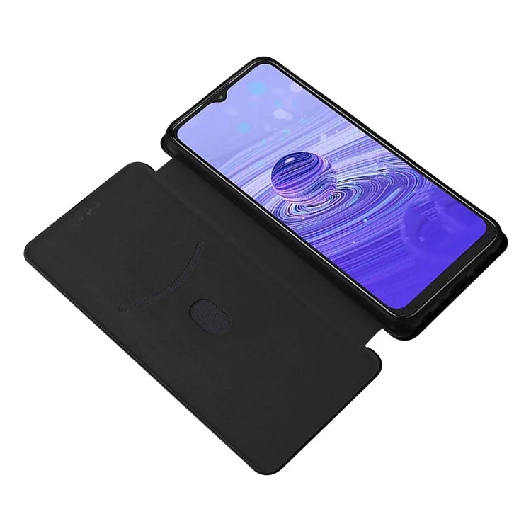 Für TCL 40 SE Kartenfach Carbon-Faser-Textur PU-Leder-Hülle Magnetische Auto-absorbierte Standfunktion Handyhülle - Schwarz