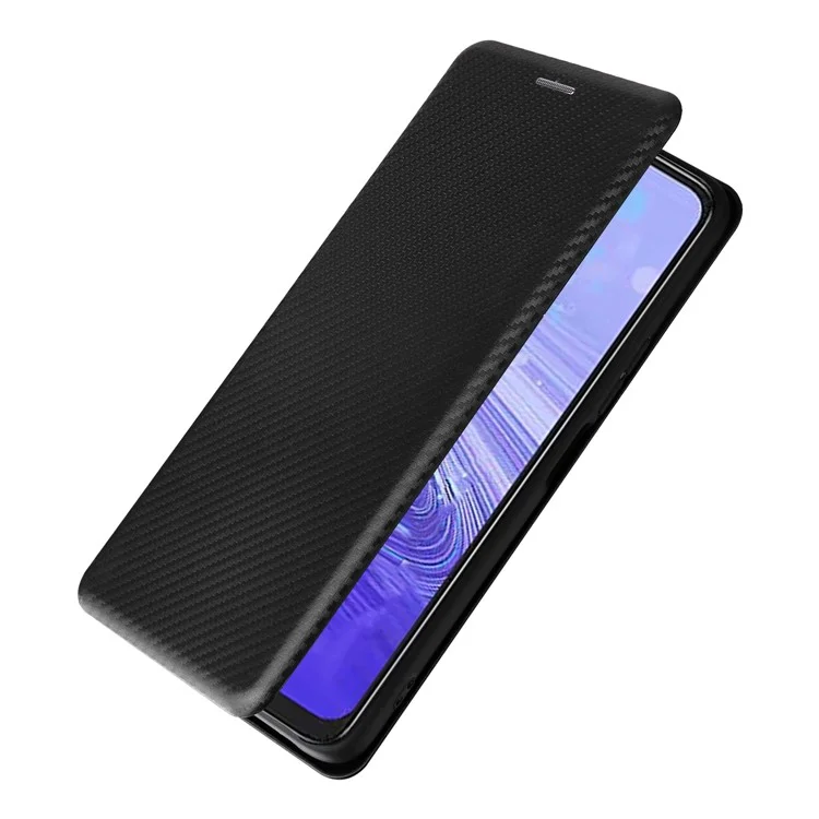 Für TCL 40 SE Kartenfach Carbon-Faser-Textur PU-Leder-Hülle Magnetische Auto-absorbierte Standfunktion Handyhülle - Schwarz