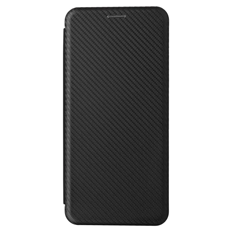 Pour TCL 40R 5G Magnetic Auto-absorbed Carbon Fiber Texture Phone Case Folio Flip PU Leather Stand Card Holder Cover - Noir