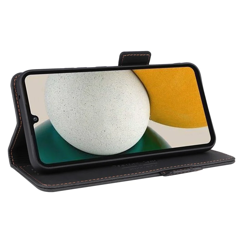 Scratch Proof Phone Cover for Samsung Galaxy A34 5G, Hardware Decor Dual Magnetic Clasp Wallet Foldable Stand PU Leather Phone Case - Black