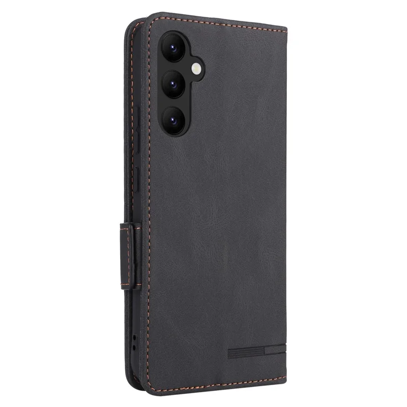 Scratch Proof Phone Cover for Samsung Galaxy A34 5G, Hardware Decor Dual Magnetic Clasp Wallet Foldable Stand PU Leather Phone Case - Black