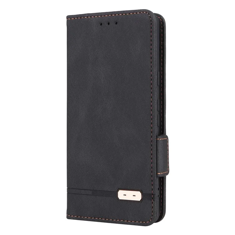 Scratch Proof Phone Cover for Google Pixel 7a, Hardware Decor Dual Magnetic Clasp Wallet Horizontal Stand PU Leather Phone Case - Black