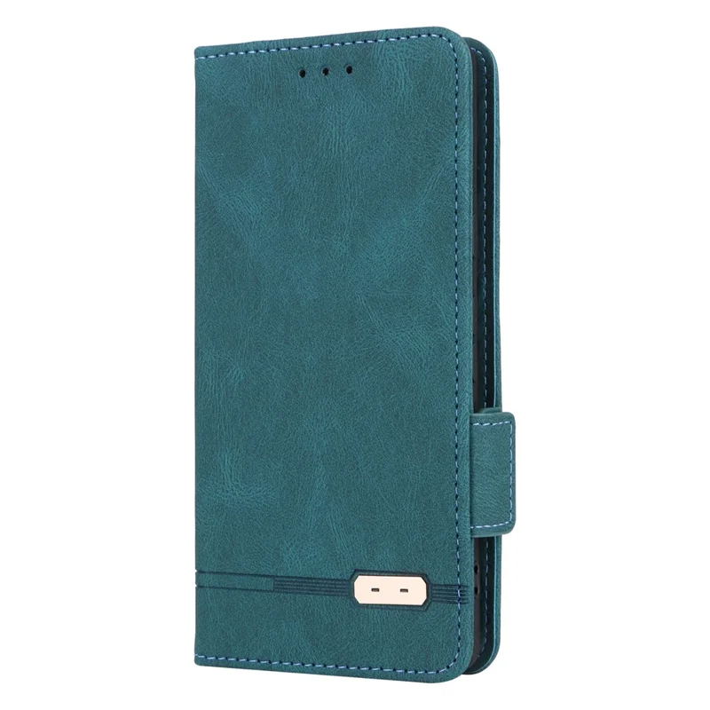 Funda de teléfono a prueba de arañazos para Google Pixel 7a, decoración de hardware Doble cierre magnético Cartera horizontal Soporte de pie Funda de teléfono de piel sintética - Azul