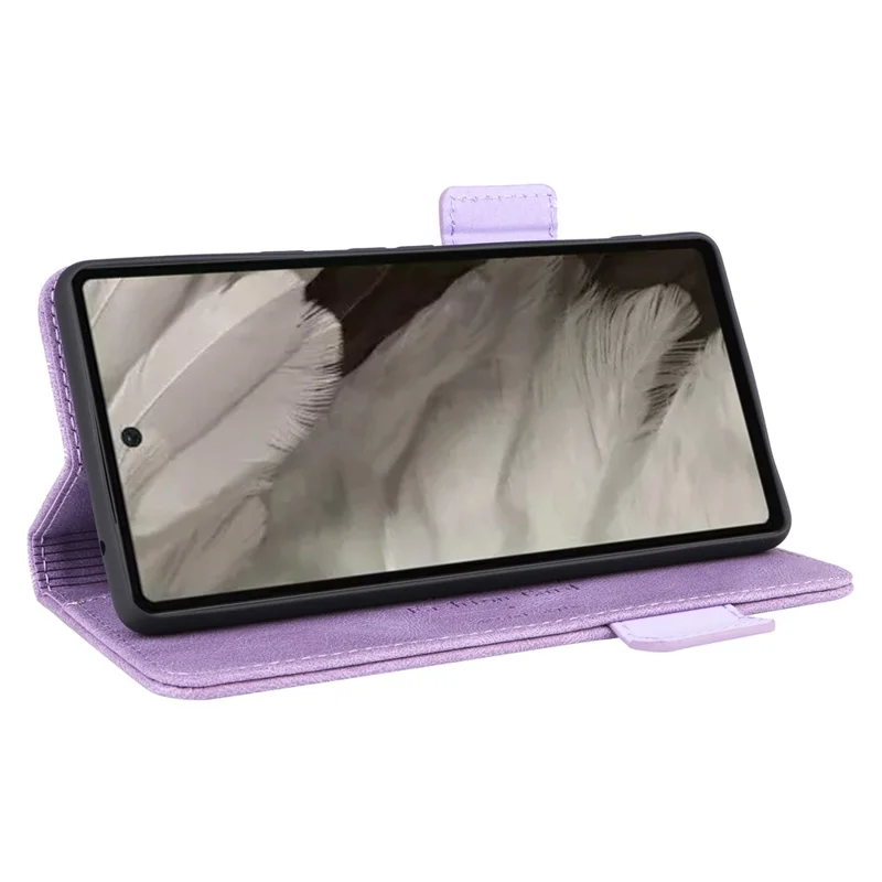 Scratch Proof Phone Cover for Google Pixel 7a, Hardware Decor Dual Magnetic Clasp Wallet Horizontal Stand PU Leather Phone Case - Purple