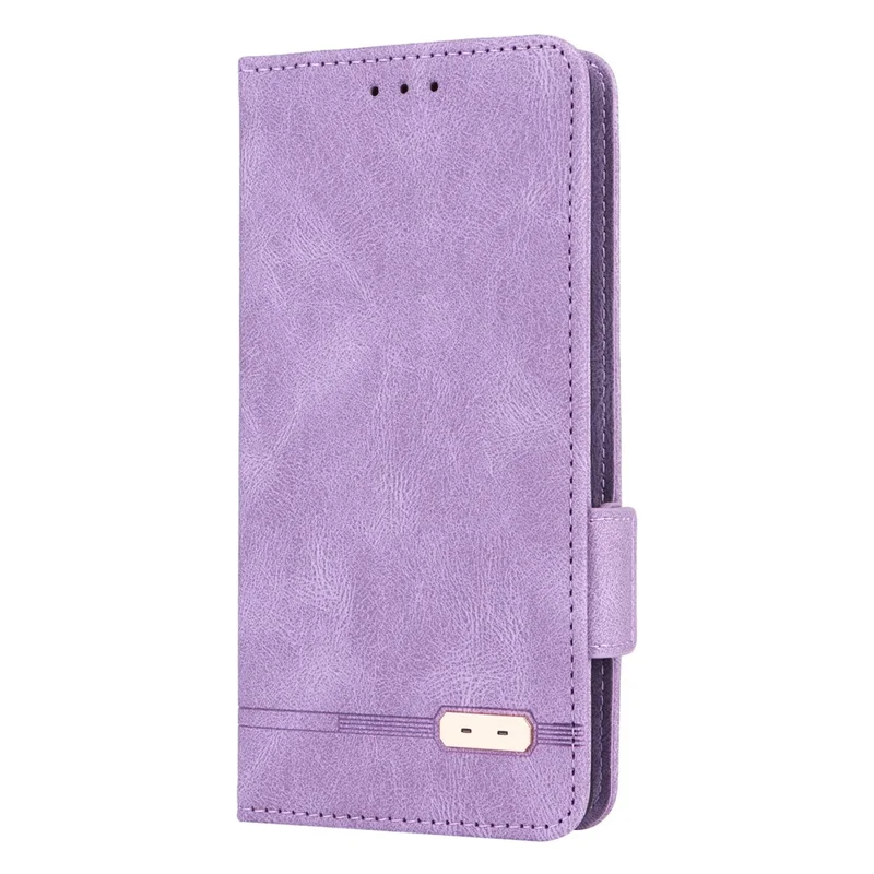 Scratch Proof Phone Cover for Google Pixel 7a, Hardware Decor Dual Magnetic Clasp Wallet Horizontal Stand PU Leather Phone Case - Purple