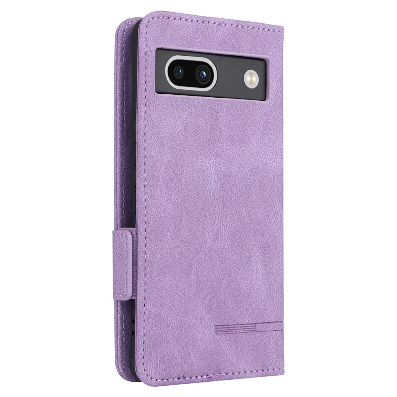 Scratch Proof Phone Cover for Google Pixel 7a, Hardware Decor Dual Magnetic Clasp Wallet Horizontal Stand PU Leather Phone Case - Purple
