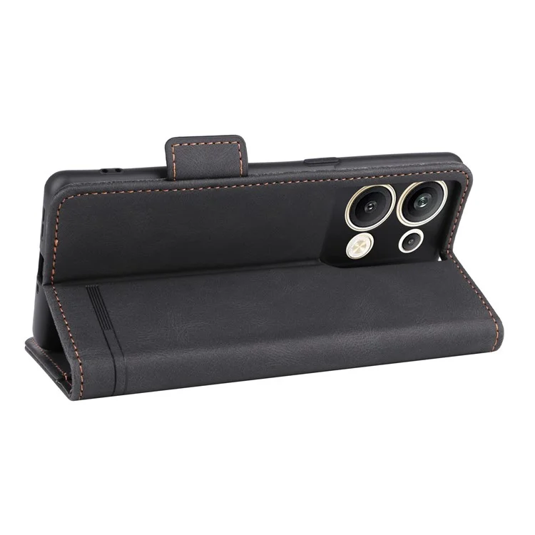 Bump Proof Phone Cover for Oppo Reno9 Pro+ 5G, Hardware Decor Dual Magnetic Clasp Wallet Stand PU Leather Phone Case - Black