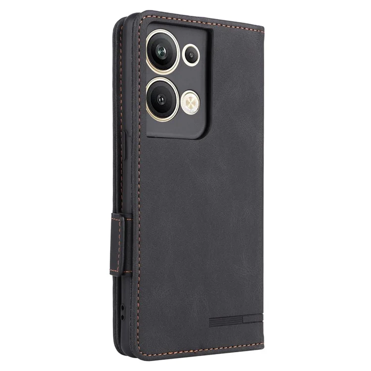 Bump Proof Phone Cover for Oppo Reno9 Pro+ 5G, Hardware Decor Dual Magnetic Clasp Wallet Stand PU Leather Phone Case - Black