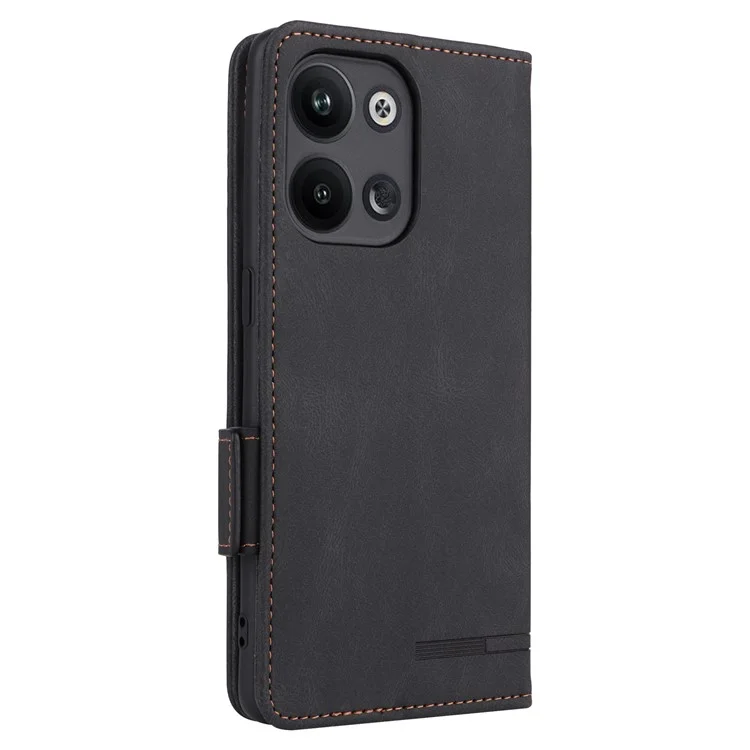 Kratzsichere Handyhülle für Oppo Reno9 5G / Reno9 Pro 5G, Hardware-Dekor, Doppel-Magnetverschluss, Brieftasche, Freihändeständer, PU-Leder-Handyhülle - Schwarz