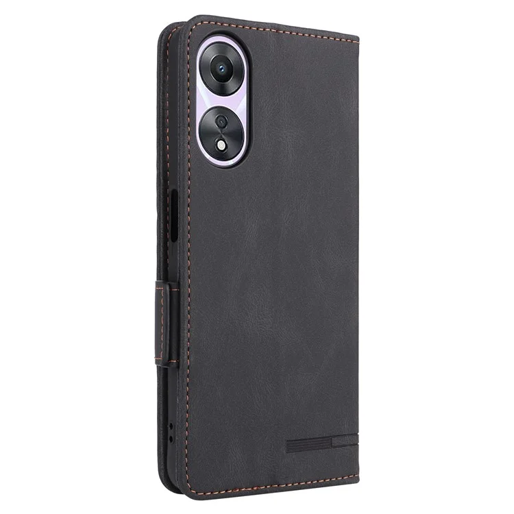 Funda protectora para teléfono Oppo A58 5G, decoración de hardware, doble cierre magnético, cartera, soporte para manos libres, funda de piel sintética - Negro