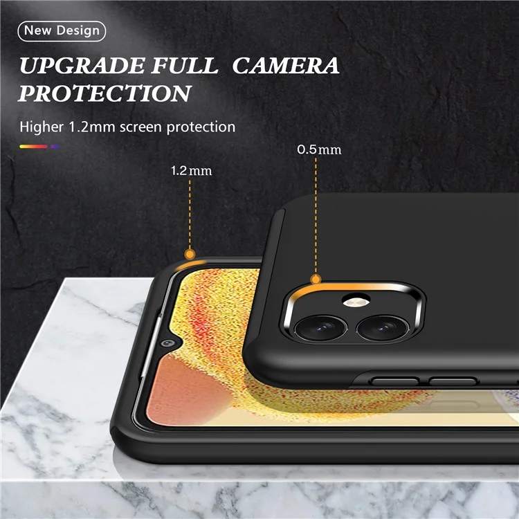 For Samsung Galaxy A04 4G (164.4 x 76.3 x 9.1 mm) Rotary Ring Kickstand Phone Case Hard PC+Soft TPU Anti-drop Cover - Black