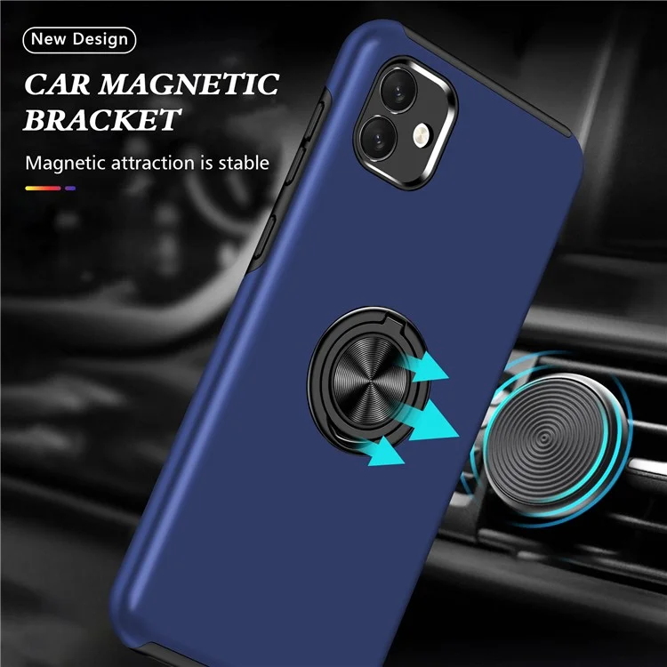 Pour Samsung Galaxy A04 4G (164,4 x 76,3 x 9,1 mm) Rotary Ring Kickstand Phone Case Hard PC+Soft TPU Anti-drop Cover - Bleu