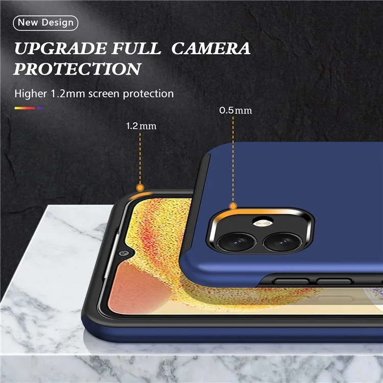 Pour Samsung Galaxy A04 4G (164,4 x 76,3 x 9,1 mm) Rotary Ring Kickstand Phone Case Hard PC+Soft TPU Anti-drop Cover - Bleu