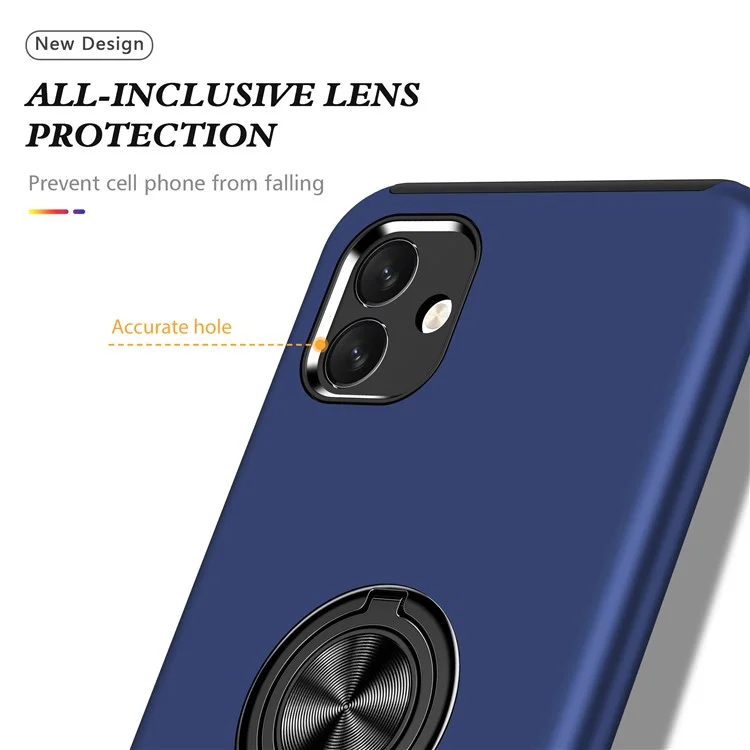 Pour Samsung Galaxy A04 4G (164,4 x 76,3 x 9,1 mm) Rotary Ring Kickstand Phone Case Hard PC+Soft TPU Anti-drop Cover - Bleu