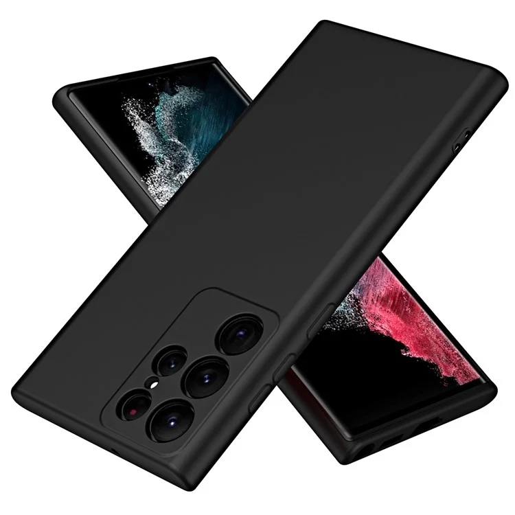 Para Samsung Galaxy S23 Ultra Cubierta Suave de TPU Recubierto de Goma Forro de Fibra Cojín de Protección Grosor de 2,2 mm Funda para Teléfono - Negro