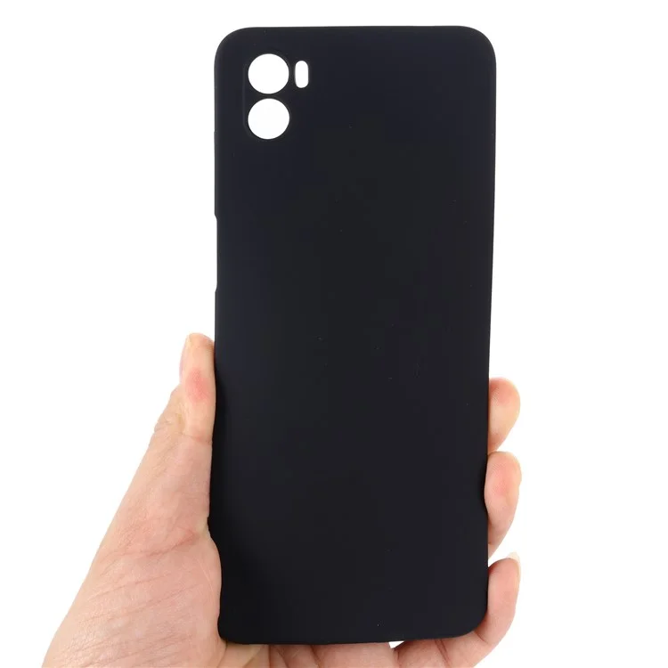 Pour Motorola Moto E22s 4G Étui en silicone liquide Étui de téléphone portable anti-rayures avec sangle - Noir