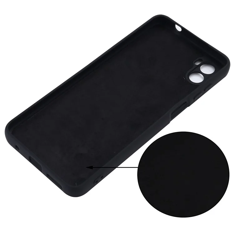 Pour Motorola Moto E22s 4G Étui en silicone liquide Étui de téléphone portable anti-rayures avec sangle - Noir