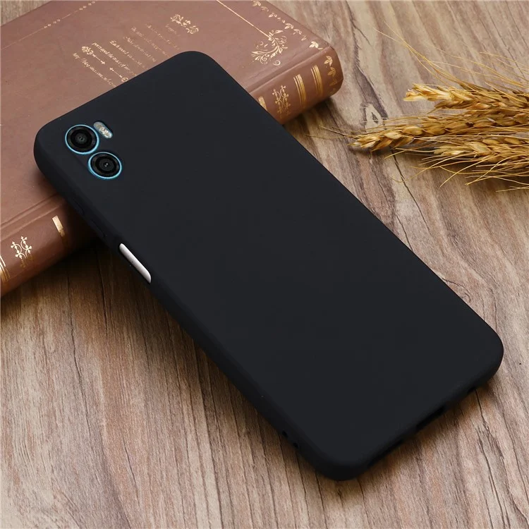 Pour Motorola Moto E22s 4G Étui en silicone liquide Étui de téléphone portable anti-rayures avec sangle - Noir