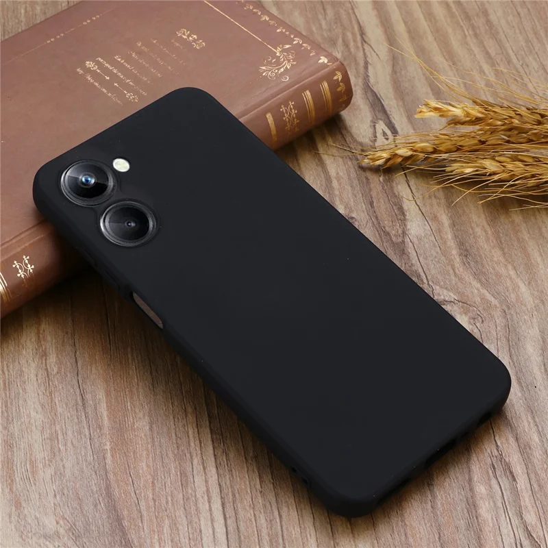 Etui do Realme 10 4G z precyzyjnymi wycięciami, płynny silikon, odporność na upadki, tylna pokrywa ze strapem – Czarny