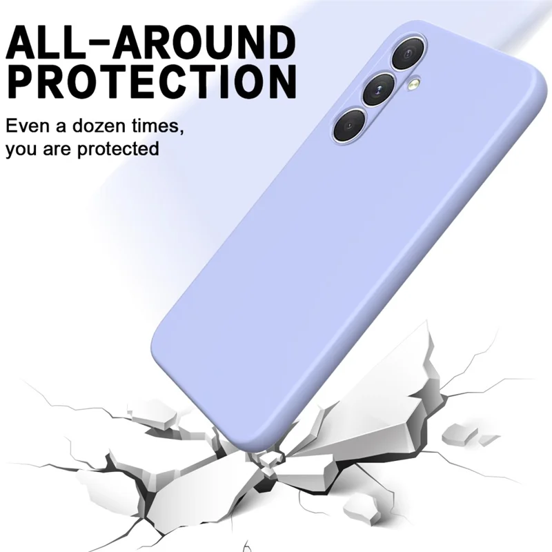 For Samsung Galaxy A54 5G Case Anti-scratch Liquid Silicone Protective Cover with Strap - Purple