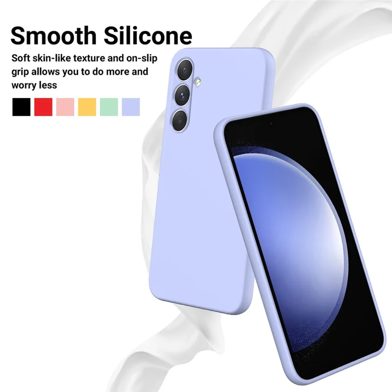 For Samsung Galaxy A54 5G Case Anti-scratch Liquid Silicone Protective Cover with Strap - Purple