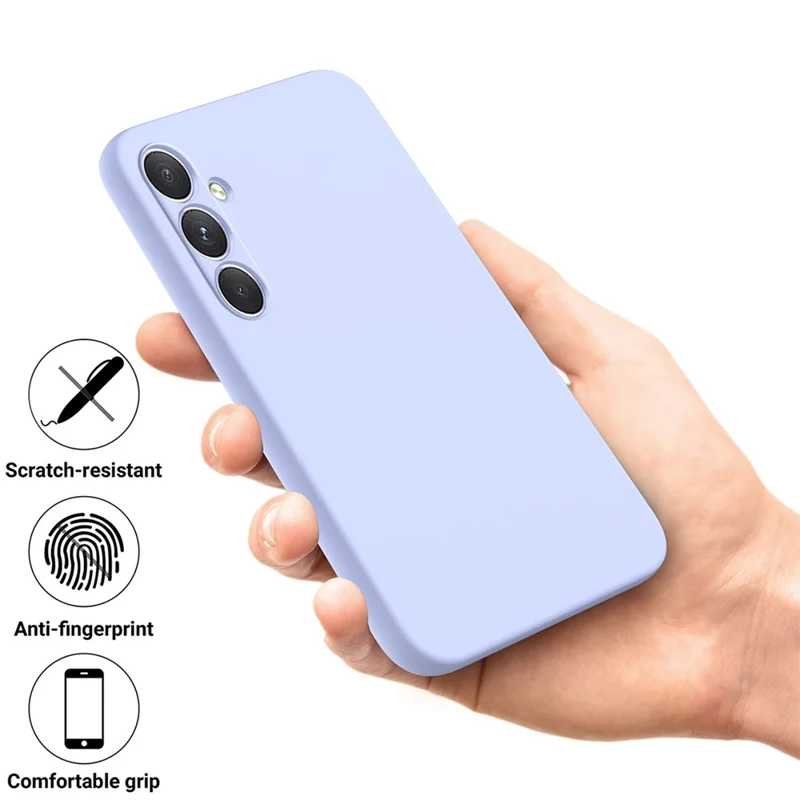 For Samsung Galaxy A54 5G Case Anti-scratch Liquid Silicone Protective Cover with Strap - Purple