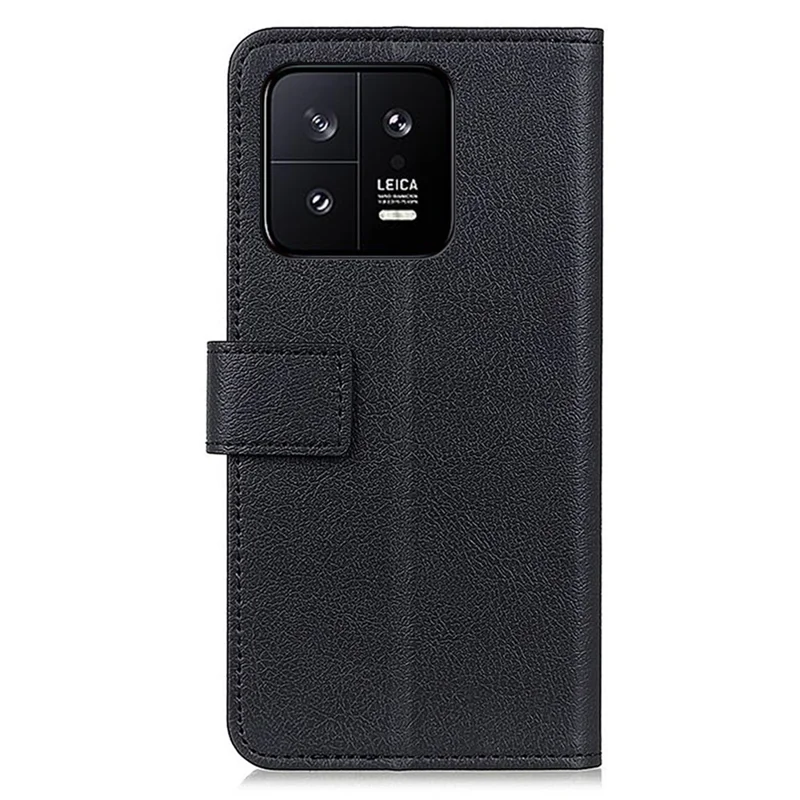 Vollständiger Schutz Handyhülle für Xiaomi 13 Pro 5G, strukturiertes PU-Leder-Standfuß-Wallet-Drop-Schutz-Cover - Schwarz
