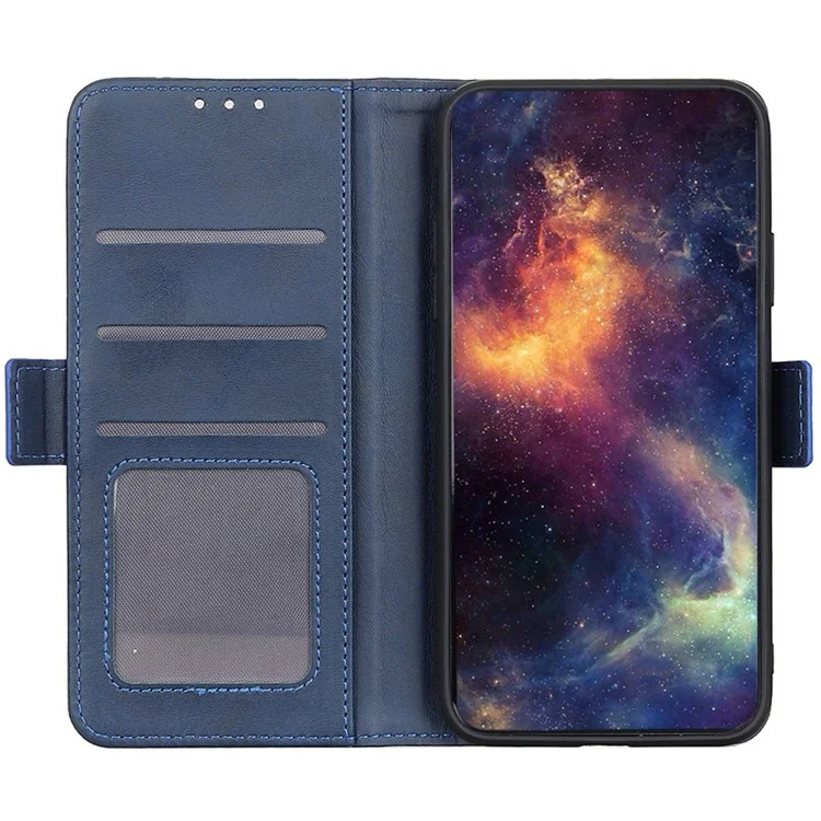 Per Xiaomi 13 Pro 5G Cowhide Texture Phone Cover PU Leather Wallet Stand Side Magnetic Clasp Case - Blu
