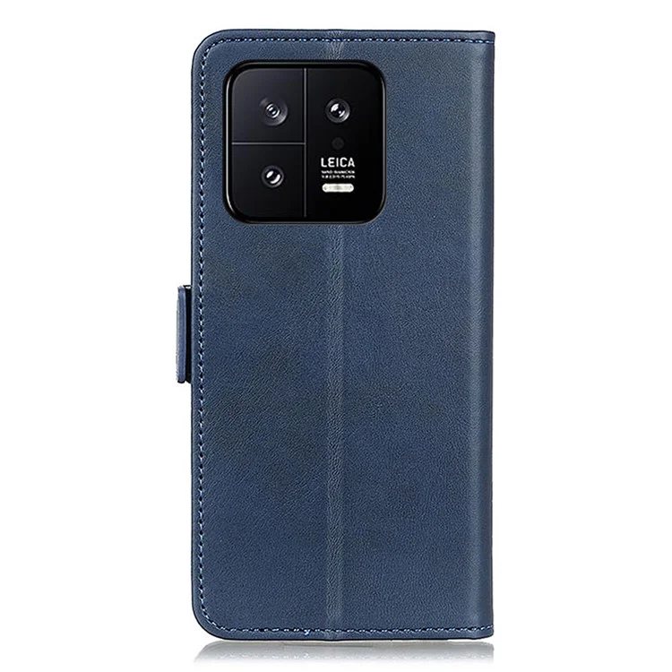 Per Xiaomi 13 Pro 5G Cowhide Texture Phone Cover PU Leather Wallet Stand Side Magnetic Clasp Case - Blu