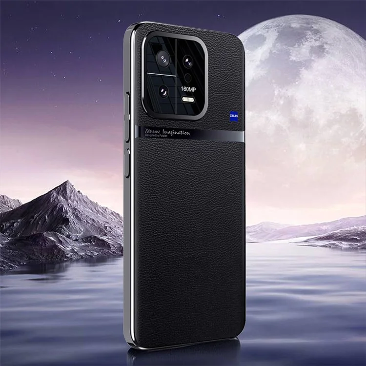 Чехол для смартфона Xiaomi 13 5G, ПК + ПУ кожа, защита от царапин, черный
