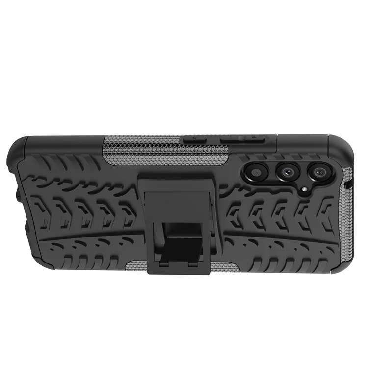 Pour Samsung Galaxy A34 5G Cool Tire Texture Soft TPU Hard PC Anti-drop Back Cover Kickstand Protective Phone Case - Noir