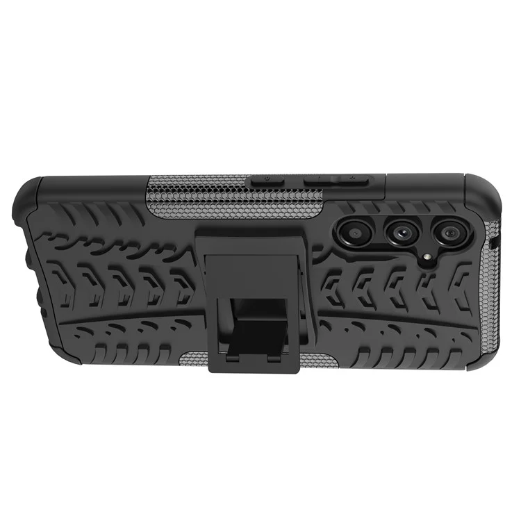 Étui de protection pour Samsung Galaxy A54 5G, texture de pneu Cool avec support, coque en TPU souple et PC dur anti-rayures - Noir
