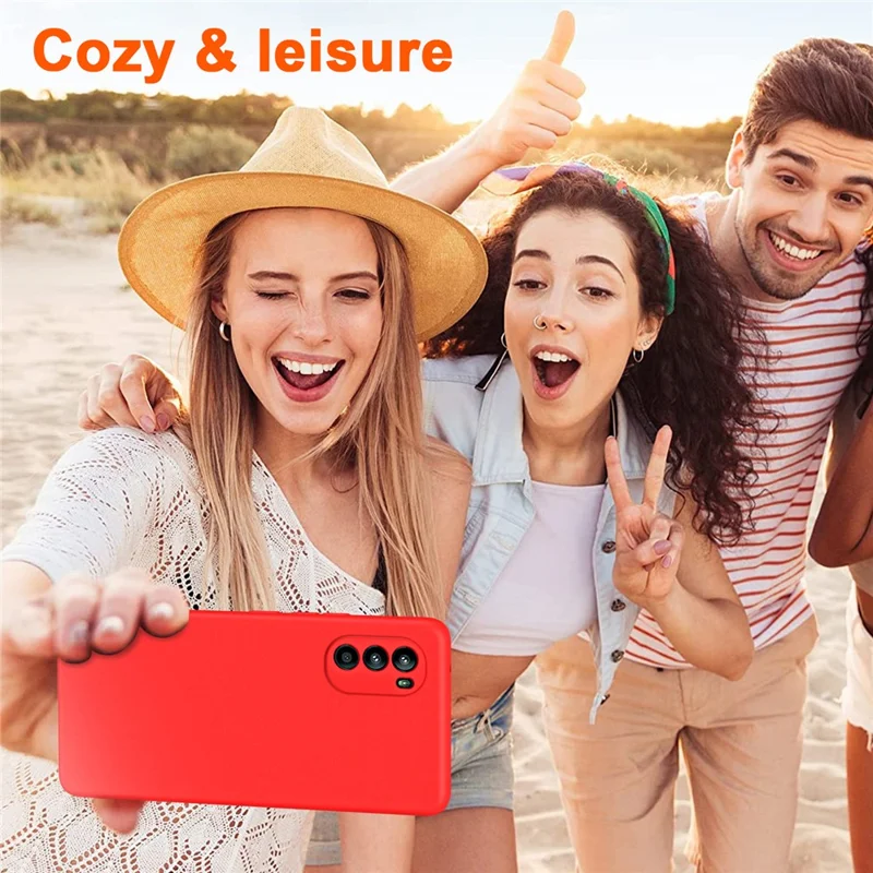Para Motorola Moto G82 5G / G52 4G / Moto G71s 5G Funda de teléfono de 2,2 mm de grosor con revestimiento de fibra y respaldo suave de TPU - Púrpura