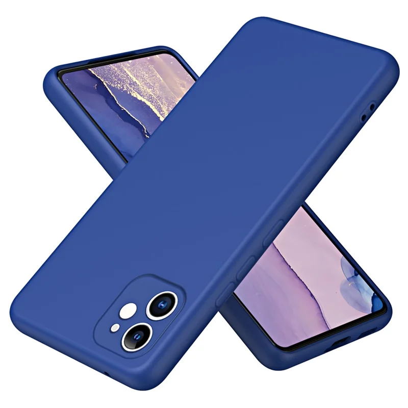 For iPhone 12 6.1 inch Rubberized TPU 2.2mm Thickness Anti-fall Phone Back Cover Smartphone Case with Fiber Lining Cushion - Sapphire
