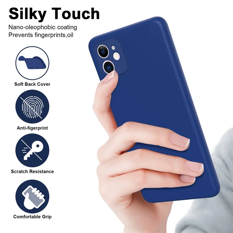 For iPhone 12 6.1 inch Rubberized TPU 2.2mm Thickness Anti-fall Phone Back Cover Smartphone Case with Fiber Lining Cushion - Sapphire