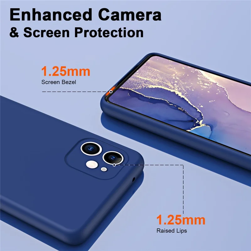 For iPhone 12 6.1 inch Rubberized TPU 2.2mm Thickness Anti-fall Phone Back Cover Smartphone Case with Fiber Lining Cushion - Sapphire