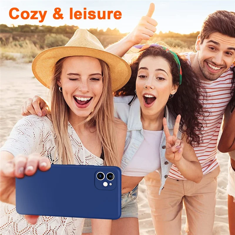 For iPhone 12 6.1 inch Rubberized TPU 2.2mm Thickness Anti-fall Phone Back Cover Smartphone Case with Fiber Lining Cushion - Sapphire