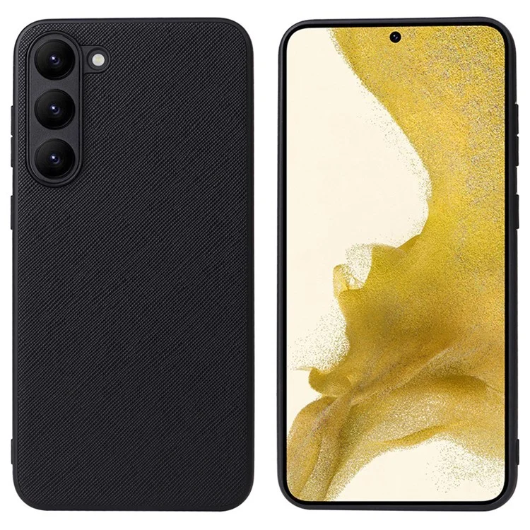 Für Samsung Galaxy S23 Texturierte PU-Leder Hybrid Slim Case Soft TPU Hard PC Schutzhülle mit Ultra-Fibrillen-Futter - Cross-Textur