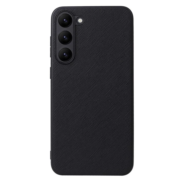 Für Samsung Galaxy S23 Texturierte PU-Leder Hybrid Slim Case Soft TPU Hard PC Schutzhülle mit Ultra-Fibrillen-Futter - Cross-Textur