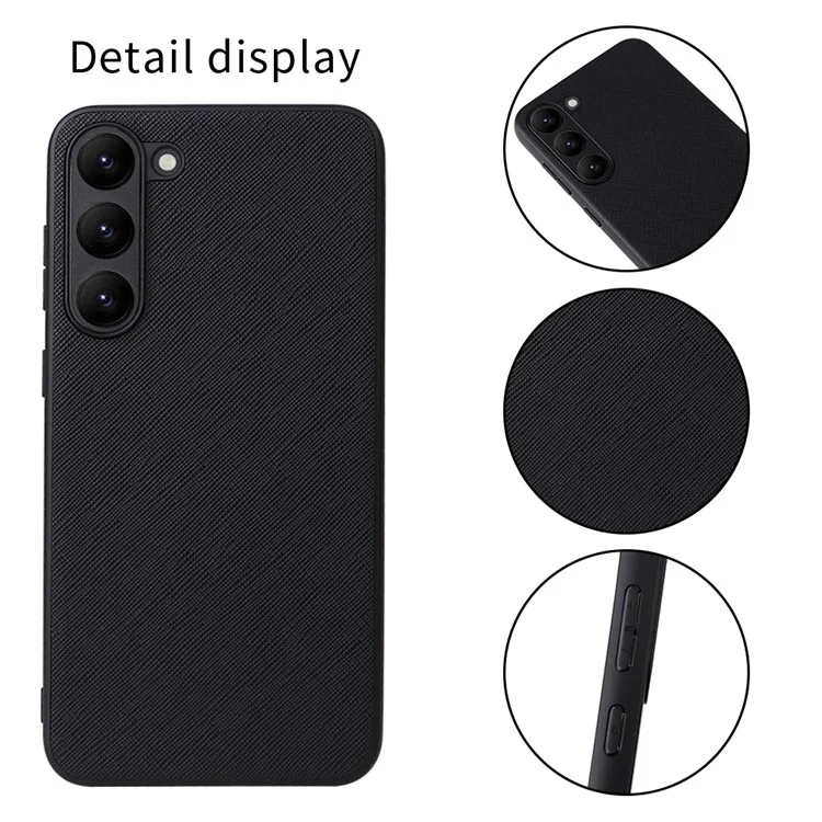 Für Samsung Galaxy S23 Texturierte PU-Leder Hybrid Slim Case Soft TPU Hard PC Schutzhülle mit Ultra-Fibrillen-Futter - Cross-Textur