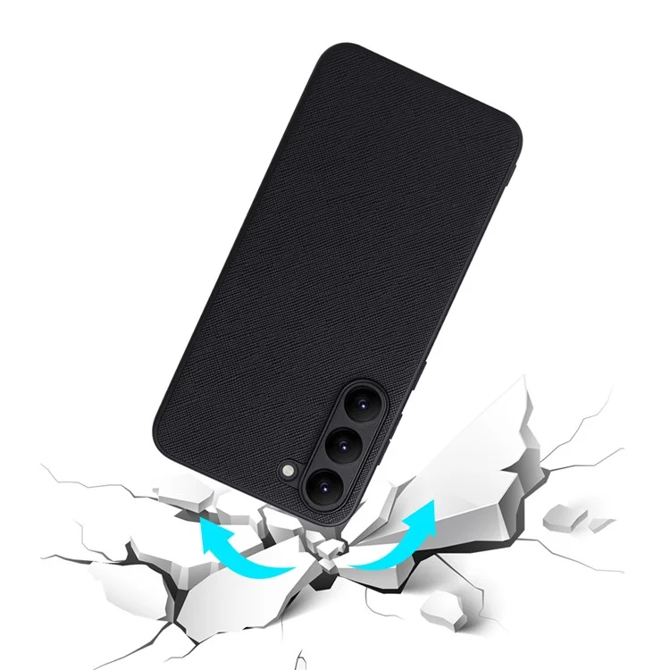 Für Samsung Galaxy S23 Texturierte PU-Leder Hybrid Slim Case Soft TPU Hard PC Schutzhülle mit Ultra-Fibrillen-Futter - Cross-Textur