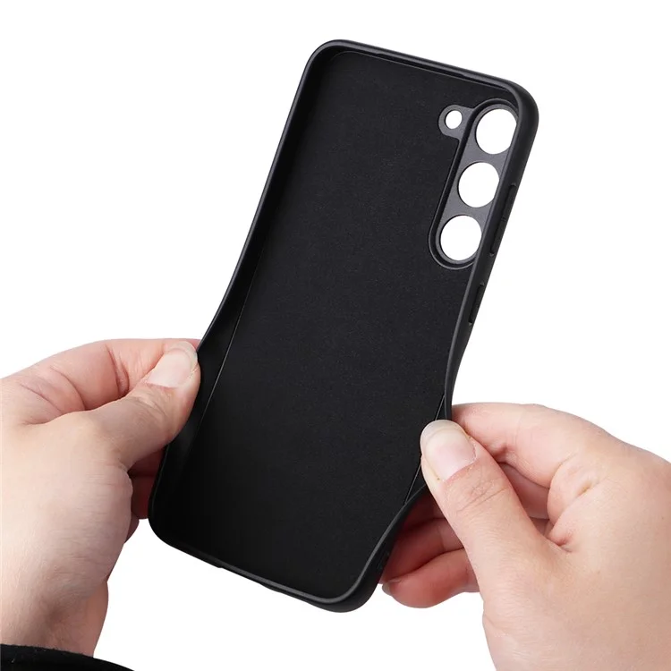Für Samsung Galaxy S23 Texturierte PU-Leder Hybrid Slim Case Soft TPU Hard PC Schutzhülle mit Ultra-Fibrillen-Futter - Cross-Textur