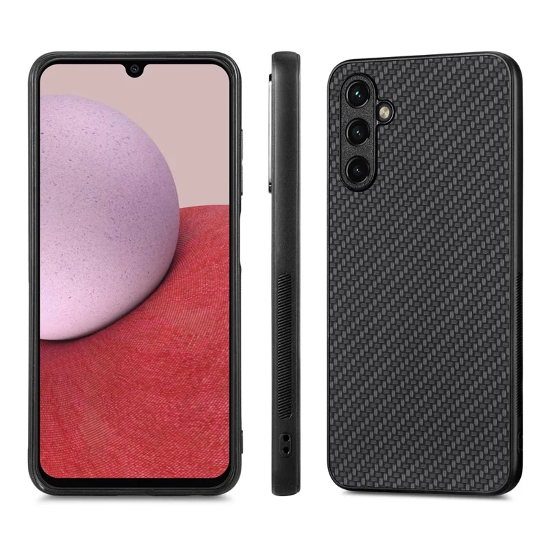Custodia di Telefono Anti-scratch Per Samsung Galaxy A14 5G, Textura in Fibra di Carbonio PU Copertina di Telefono Antide-fall - Nero