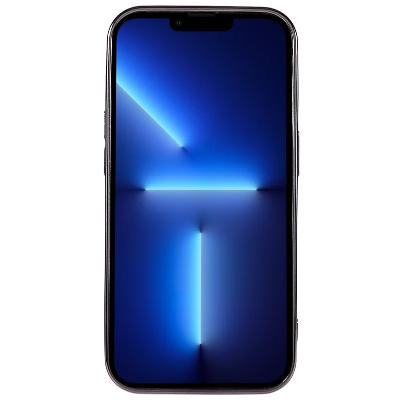 For iPhone 13 Pro Max 6.7 inch Electroplating Edges Soft TPU Case CD Texture Ring Logo Hole Design Clear Phone Cover with Built-in PC Lens Film - Baby Blue