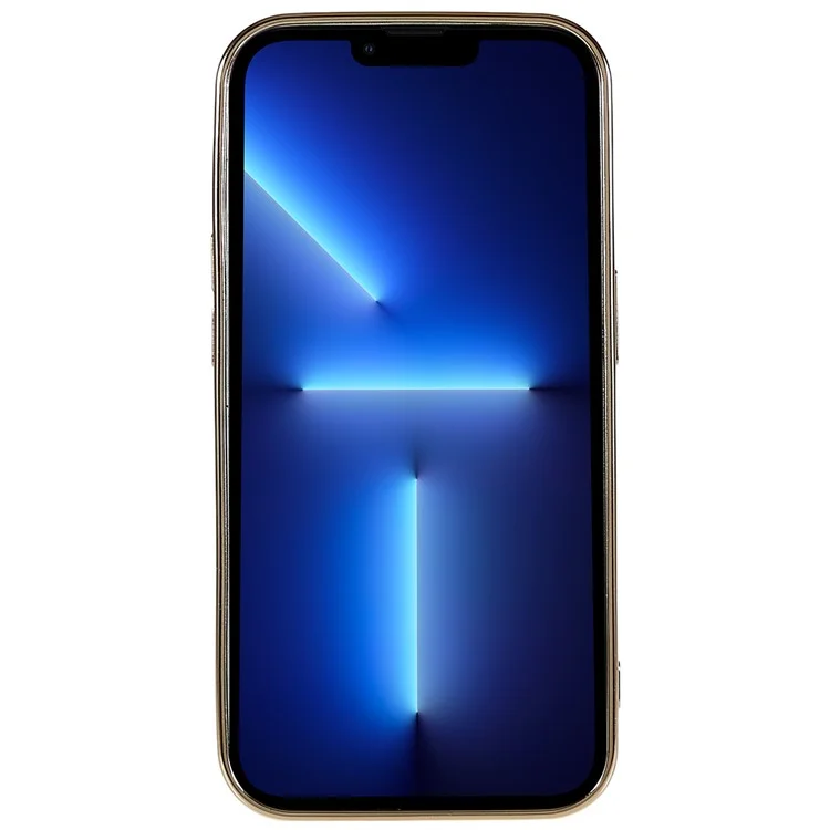 Für iPhone 13 Pro 6.1 Zoll CD Textur Ringlogo Lochdesign Handyhülle Klares TPU Elektroplattenkante Schutzhülle mit eingebautem PC-Linsenfilm - Gold